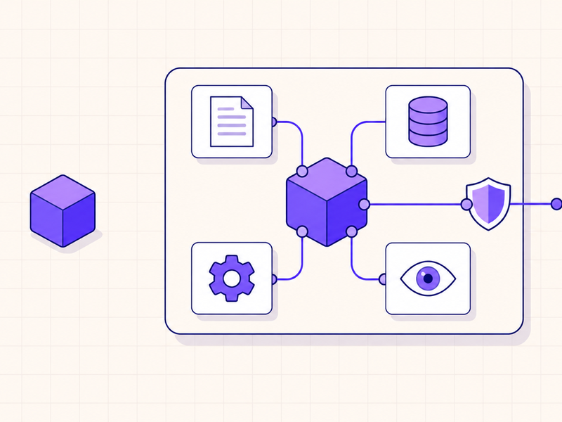 An AI model cube inside a larger system with data, controls, and oversight